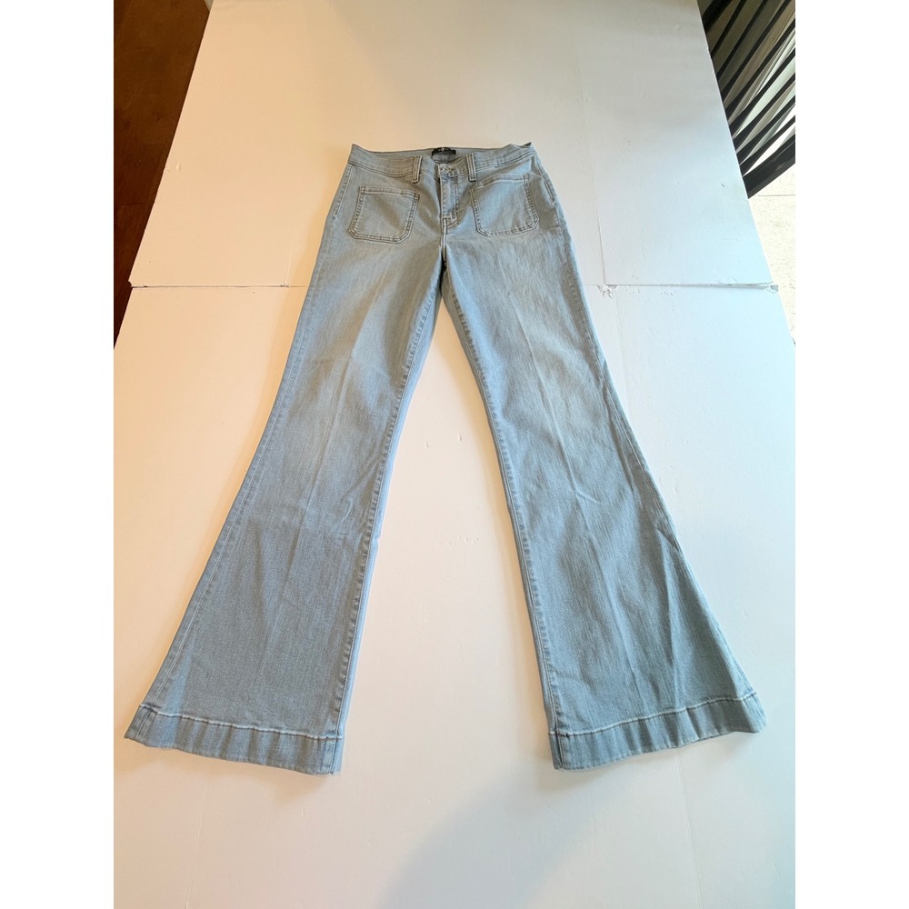 7 For All Mankind Dojo Tailorless Sirte Flare Jeans Light Wash Blue Size 31
